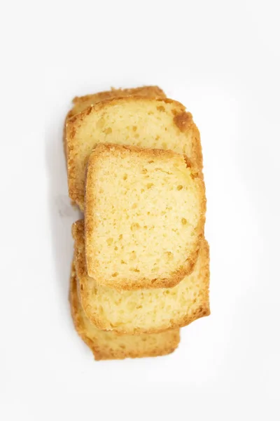 Butter Pound Cake Sliced White Background — Stockfoto