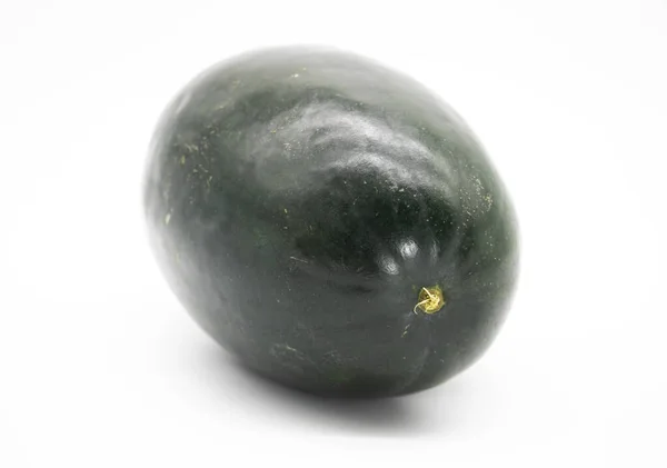 Hele Zwarte Watermeloen Geïsoleerd Witte Achtergrond — Stockfoto