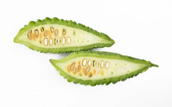 Labu Pahit Atau Melon Pahit Diisolasi Pada Latar Belakang Putih — Stok Foto