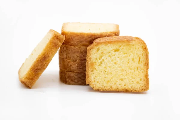 Botercake Gesneden Witte Achtergrond — Stockfoto