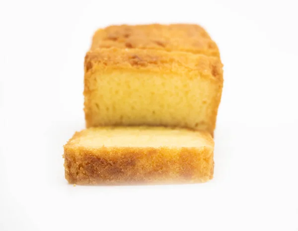 Verse Pond Cake Plakjes Isoleren Witte Achtergrond Vooraanzicht — Stockfoto