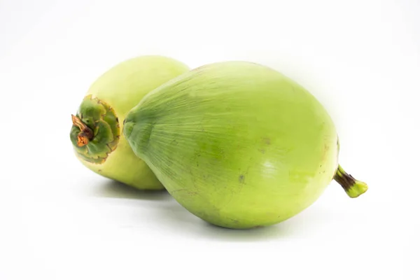 Groene Kokosnoot Fruit Geïsoleerd Witte Achtergrond — Stockfoto