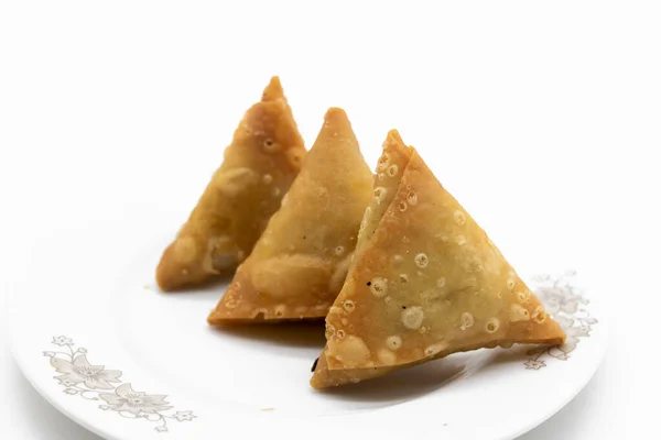 Samosa Isolado Fundo Branco — Fotografia de Stock