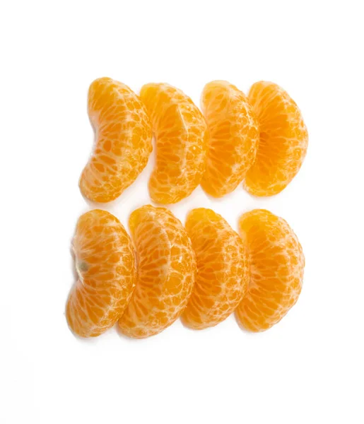 Tangerine Bitar Isolerad Vit Bakgrund — Stockfoto