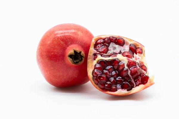 Whole Half Pomegranate Isolated White Background — Stock Photo, Image