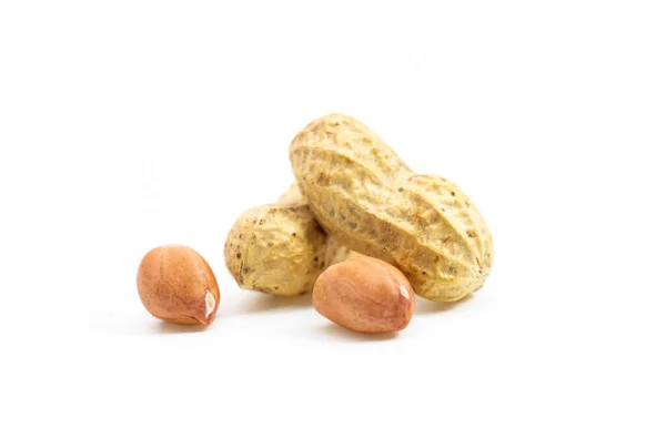 Getrocknete Erdnüsse Nahaufnahme Isoliert Auf Weißem Hintergrund — Stockfoto