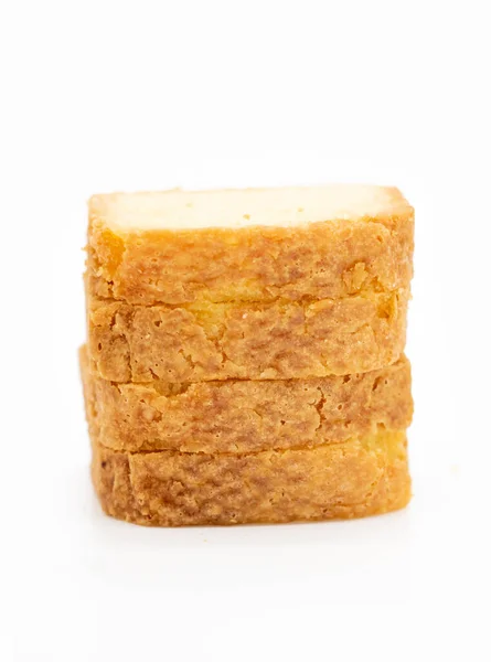 Butter Pound Cake Sliced Isolate White Background Selective Focus Front — Stockfoto