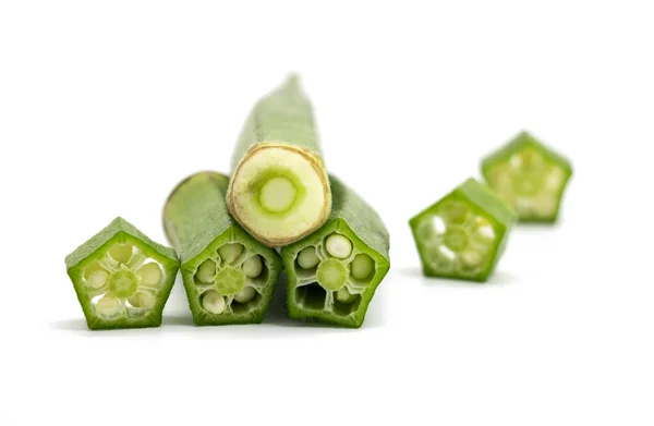 Gesneden Okra Ontwerp Geïsoleerd Witte Achtergrond — Stockfoto