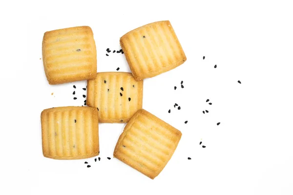 Biscuit Cookies White Background Selective Focus — Stock Photo, Image