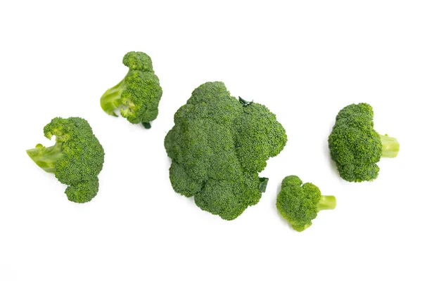 Broccoli Geïsoleerd Broccoli Wit Set Van Verse Broccoli — Stockfoto