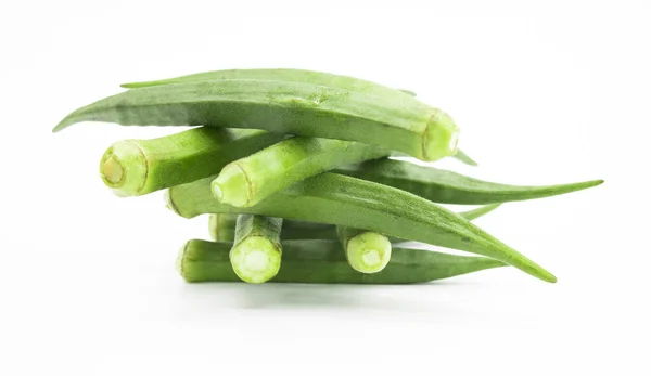 Okra Geïsoleerd Okra Selectieve Focus Groene Okra — Stockfoto