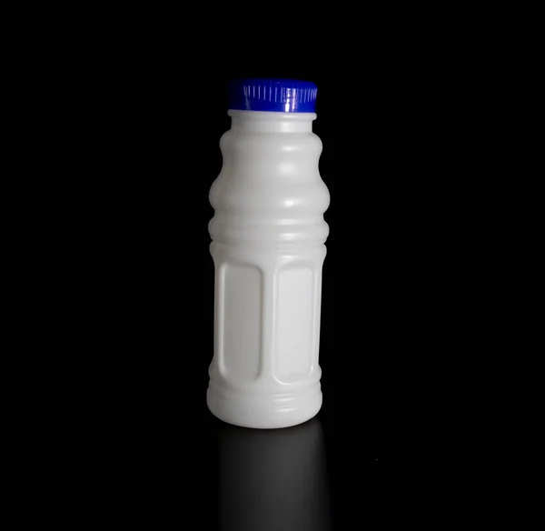 Vit Juice Flaska Isolat Svart Bakgrund — Stockfoto