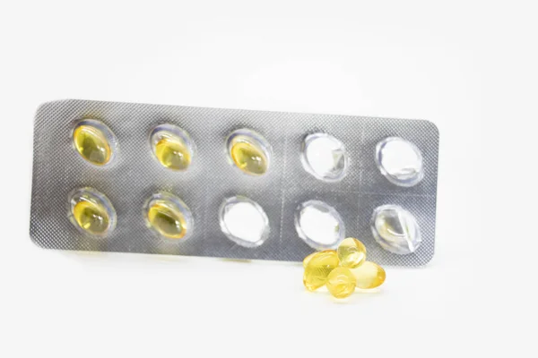 Cod Liver Oil Omega Gel Capsules Metal Foil Blister Strip — Stockfoto