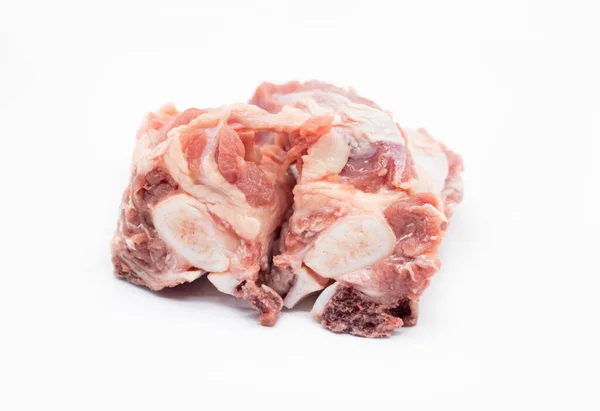 Carne Cruda Con Aislado Óseo Sobre Fondo Blanco —  Fotos de Stock