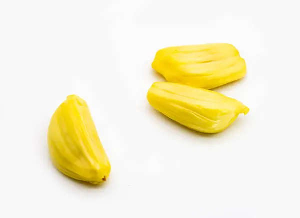 Group Jack Fruit Pieces Isolated White Background Selective Focus — Stockfoto