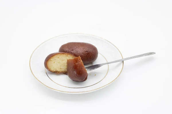 Popüler Sweet Rasgulla Rosogolla Olarak Bilinir Roshogolla Beyaz Arka Planda — Stok fotoğraf