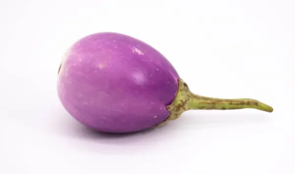 Фиолетовый Цвет Круглый Баклажан Овощ Изолирован Белом Фоне — стоковое фото