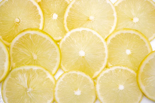 Žluté Plátky Citronu Vzor Textury Pozadí — Stock fotografie