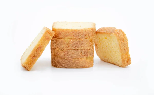 Bolo Manteiga Libra Cortada Isolar Fundo Branco — Fotografia de Stock