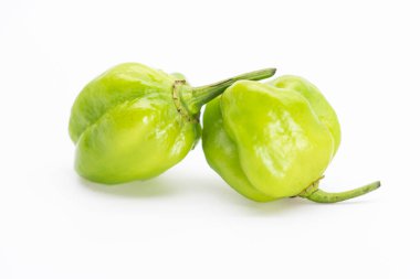Kırmızı biber ya da Naga Morich ya da Naga chili beyaz üzerine izole edilmiş.