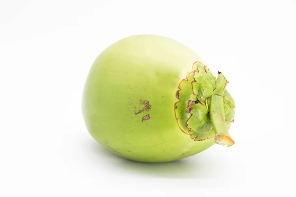 Один Зелений Кокос Ізольований Білому Фоні — стокове фото