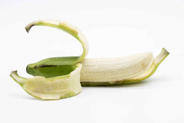 Świeży Banan Obrany Białym Tle Białym Tle — Zdjęcie stockowe