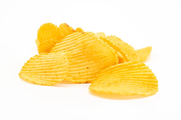Kartoffelchips Isoliert Auf Weißem Hintergrund Sammlung — Stockfoto