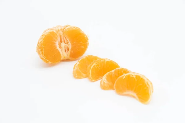 Some Slices Tangerine Komola Isolated White Background — Stock Photo, Image