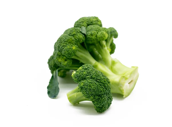 Verse Groene Broccoli Witte Achtergrond Biologisch Voedsel — Stockfoto