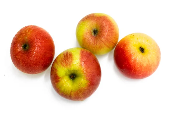 Frische Gruppe Von Apfel Close Isolieren Auf Weißem Hintergrund — Stockfoto