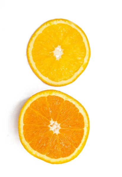 Čerstvé Pomerančové Plátky Ovoce Bílém Pozadí Top View — Stock fotografie