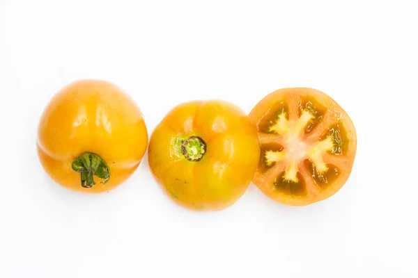 Fresh Tomatoes Slices Isolated White Background Top View — Stock Photo, Image