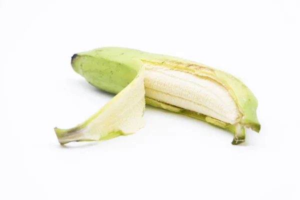 Obierany Banan Izolowany Białym Tle — Zdjęcie stockowe
