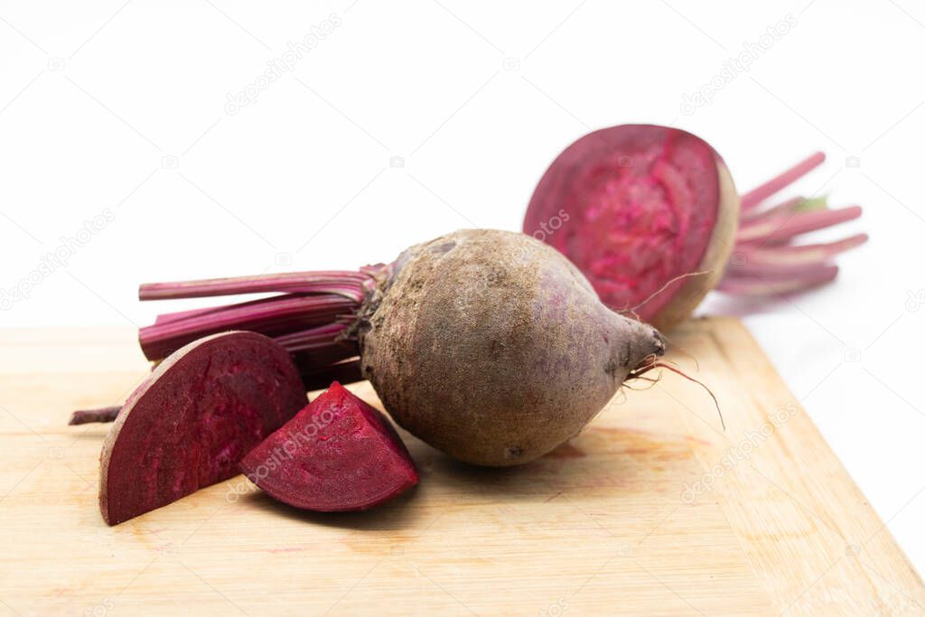 fresh Beet also known as beetroot slices isolated on white background.