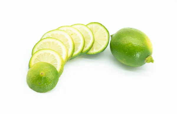 Celý Plátek Citrony Izolované Bílém Pozadí — Stock fotografie
