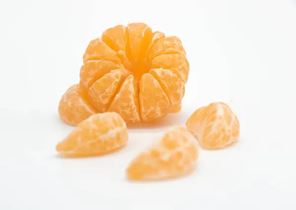 Tangerine Kamala Pieces Isolated White Background — Fotografia de Stock