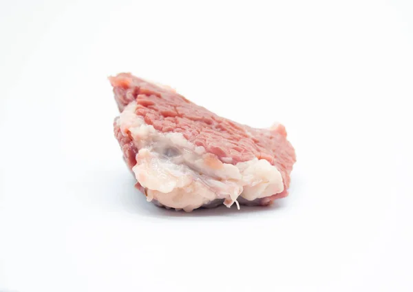 Carne Vaca Sobre Fundo Branco Pedaços Carne — Fotografia de Stock