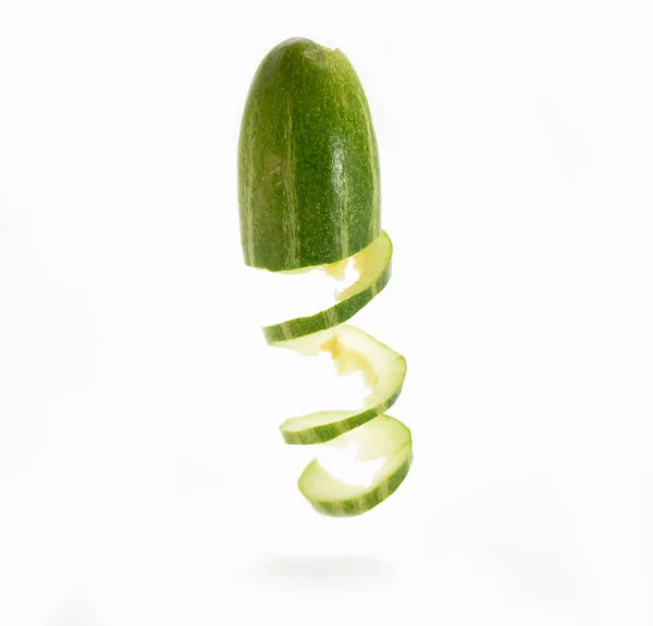 Selective Focus Vertically Slice Pointed Gourds Design Isolated White Background — Stock Photo, Image