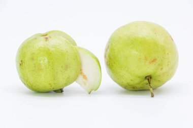 fresh whole and slices fresh guava isolated on white background.