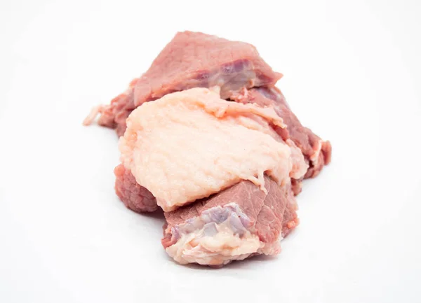 Grasa Res Con Aislado Carne Res Sobre Fondo Blanco —  Fotos de Stock