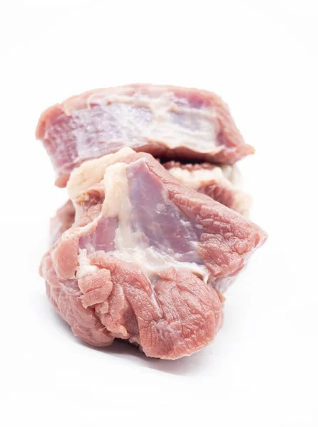 Carne Vacuno Fresca Cruda Aislada Sobre Fondo Blanco Carne Sana —  Fotos de Stock