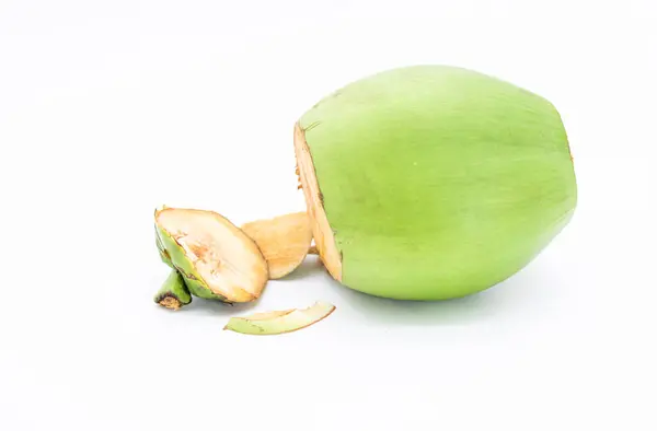 Green Coconut Slice Isolate White Background — Foto de Stock