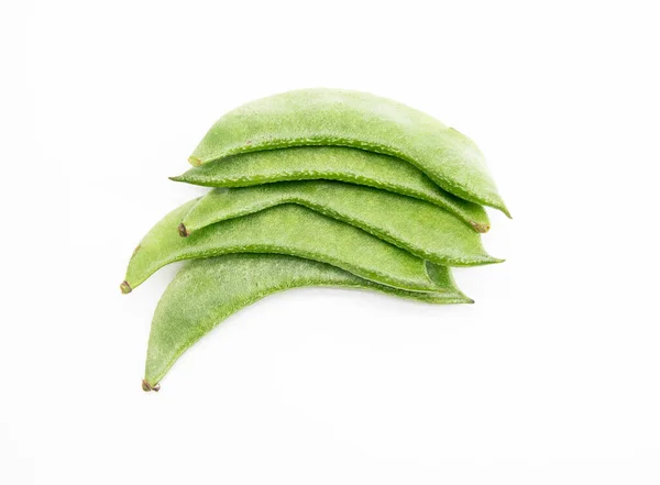 Group Lima Beans Hyacinth Beans Isolate White Background Top View — Fotografia de Stock