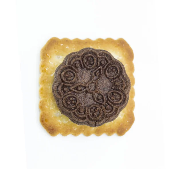 Biscuits Sucre Chocolat Biscuits Isolés Sur Fond Blanc — Photo
