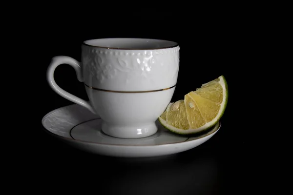 Ceramic Coffee Cup Tea Cup Black Background — Stock Fotó