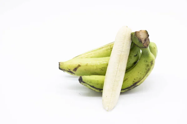 Skin Slices Bunch Bananas Isolated White Background — Stok fotoğraf