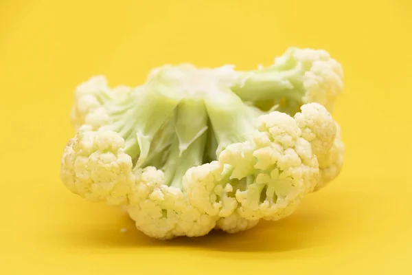Cauliflower Leaves Isolated Yellow Background — Stock Photo, Image