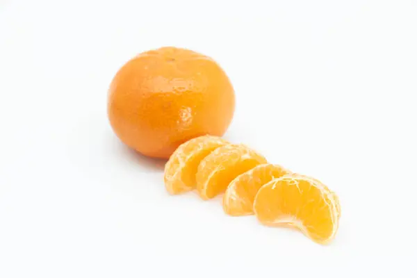 Tangerine Vagy Komola Elszigetelt Fehér Alapon Felső Nézet — Stock Fotó