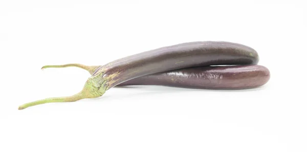 Aubergine Oder Brinjal Isoliert Auf Weißem Hintergrund Selektiver Fokus — Stockfoto