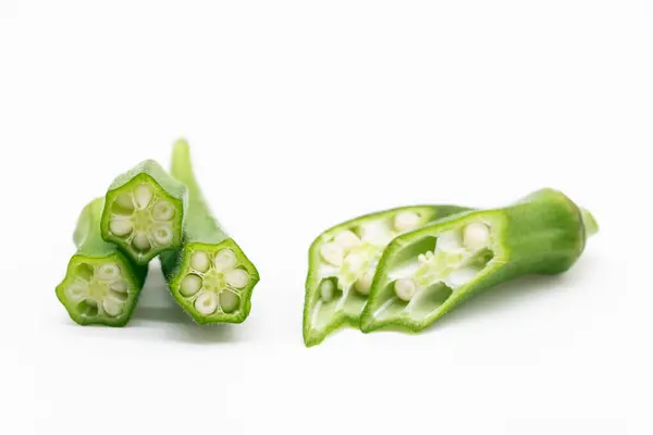 Slices Pieces Okra Lady Finger White — 图库照片